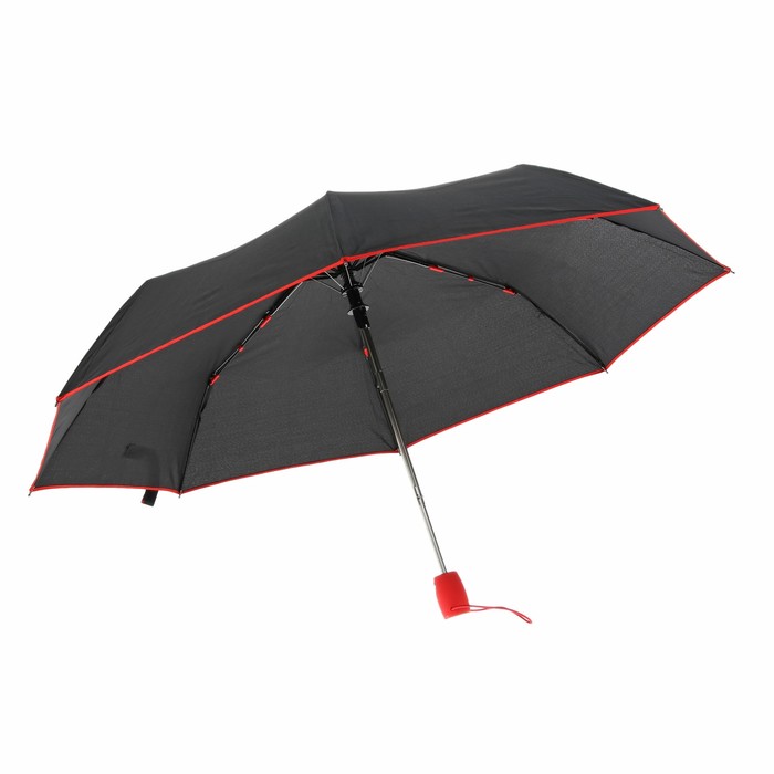 Зонт полуавтоматический "Акцент", R=50см, цвет чёрный/красный