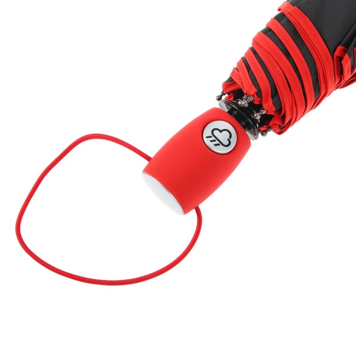 Зонт полуавтоматический "Акцент", R=50см, цвет чёрный/красный