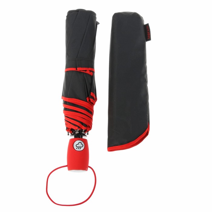 Зонт полуавтоматический "Акцент", R=50см, цвет чёрный/красный