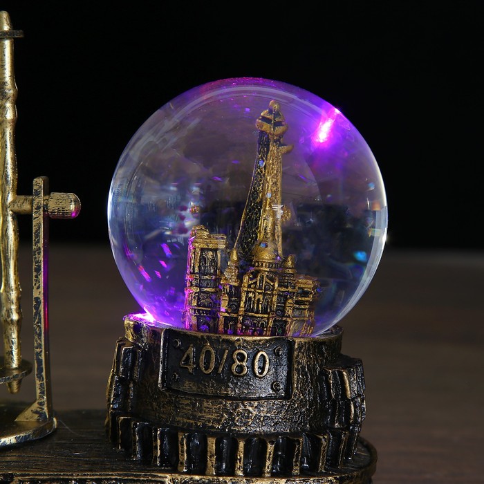 Часы песочные на подставке, внутри башня, полистоун,микс, 6.5х15.5х14.5 см