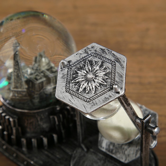 Часы песочные на подставке, внутри башня, полистоун,микс, 6.5х15.5х14.5 см