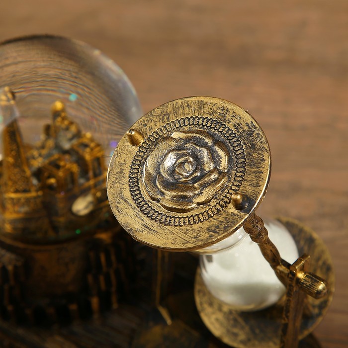 Часы песочные на подставке, внутри башня, полистоун,микс, 6.5х15.5х14.5 см