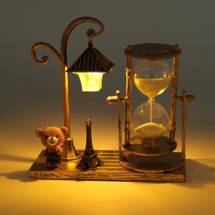 Песочные часы "Уличный фонарик", сувенирные, с подсветкой, 15.5х6.5х15.5 см, микс