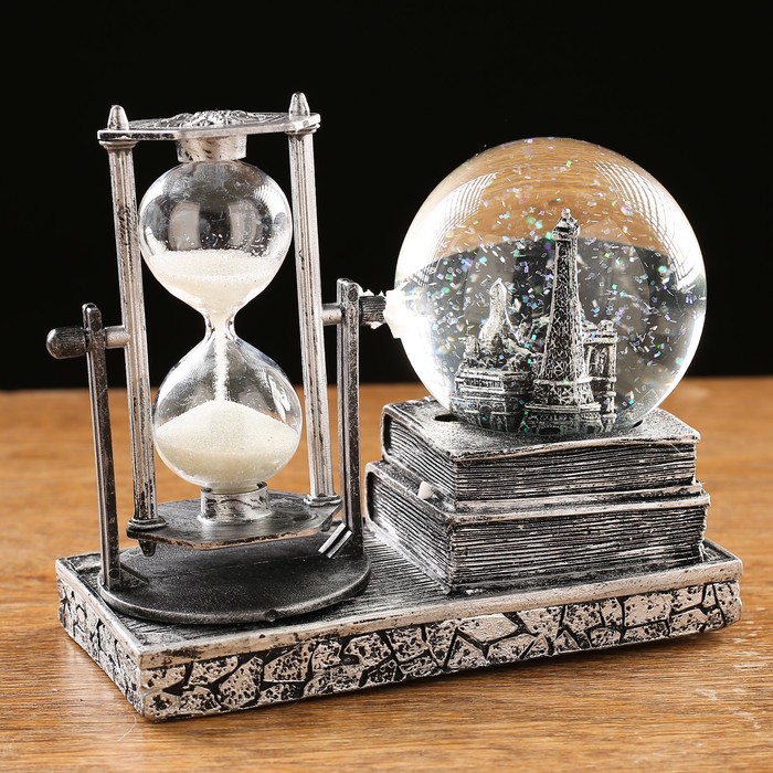 Часы песочные "Эйфелева башня" в форме шара с подсветкой, микс, 15.5х8.5х14 см