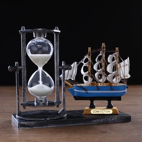 Песочные часы 'Фрегат', сувенирные, 15.5 х 6.5 х 12.5 см, микс Ош
