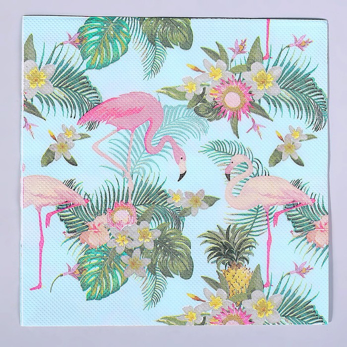 Салфетки бумажные «Фламинго с цветами», 33х33 см, набор 20 шт. 30 шт упаковка бумажные кружевные материалы с цветами