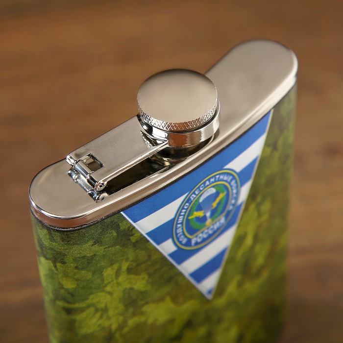 Фляжка 240 мл, флажок «ВДВ России», рисунок камуфляжный, зелёная, 9.5х2.5х13.5 см