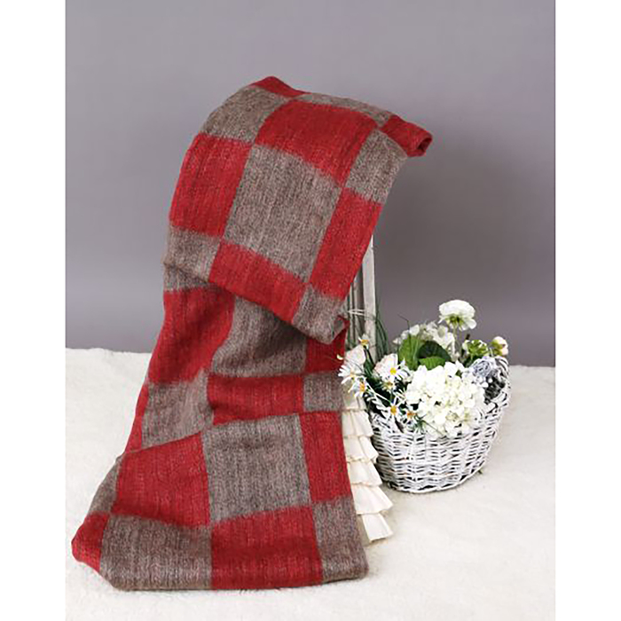 Одеяло полушерстяное, 500 г/м2, 140х205 клетка бордо, 70% шерсть, 30% лавсан