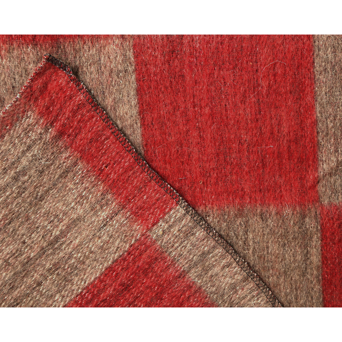 Одеяло полушерстяное, 500 г/м2, 140х205 клетка бордо, 70% шерсть, 30% лавсан