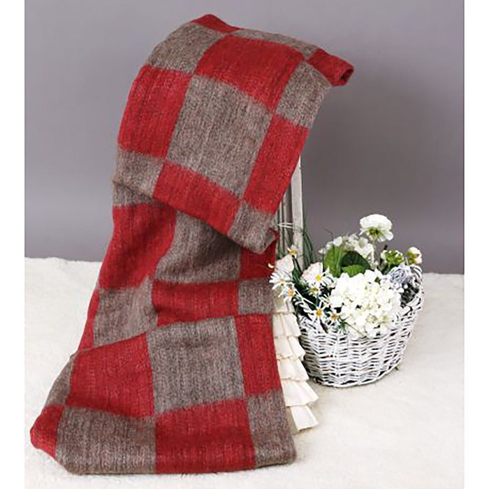 Одеяло полушерстяное, 330 г/м2, 140х205 клетка бордо, 70% шерсть, 30% лавсан