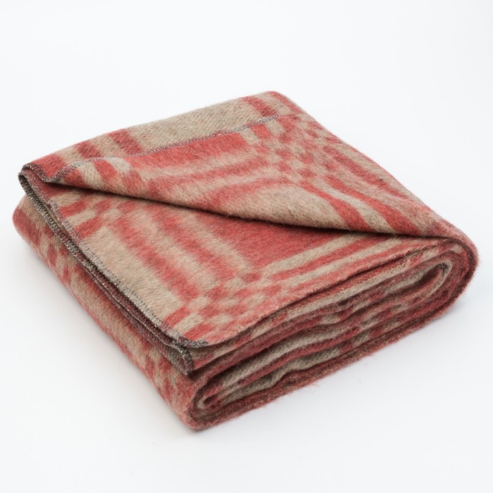 Одеяло полушерстяное, 330 г/м2, 140х205 клетка бордо, 70% шерсть, 30% лавсан