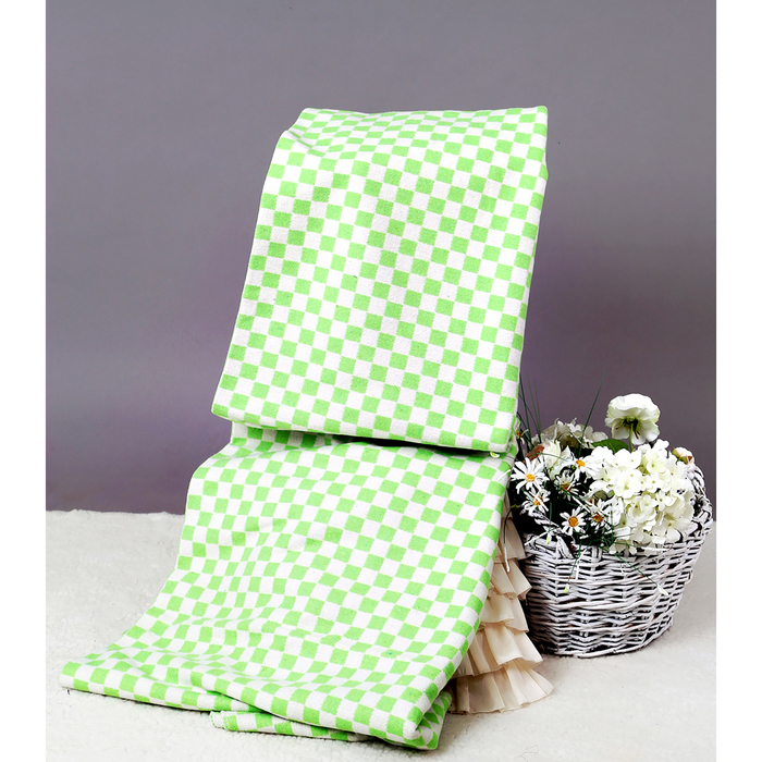 Одеяло байковое, 420 г/м2, 140х205 клетка салатовый, 80% хлопок, 20% лавсан
