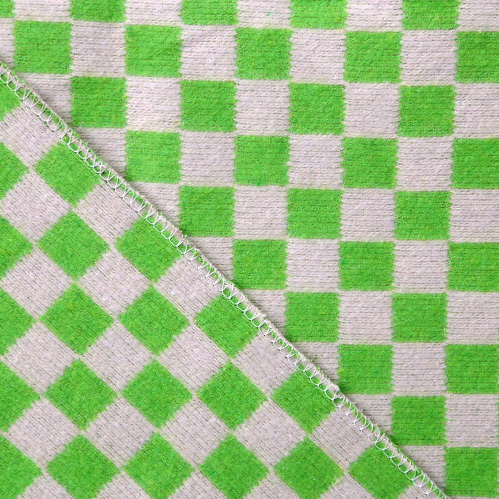 Одеяло байковое, 420 г/м2, 140х205 клетка салатовый, 80% хлопок, 20% лавсан