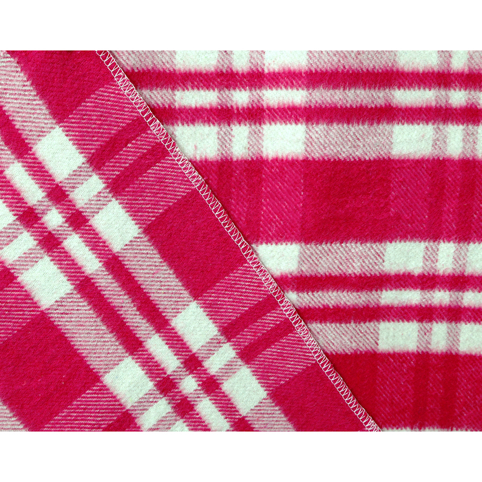 Одеяло байковое, 420 г/м2, 140х205 клетка Мадрид розовый, 80% хлопок, 20% лавсан
