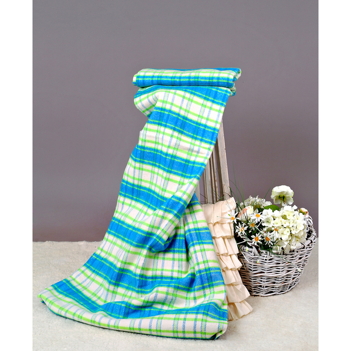 Одеяло байковое, 420 г/м2, 140х205 клетка Шотландка, 80% хлопок, 20% лавсан