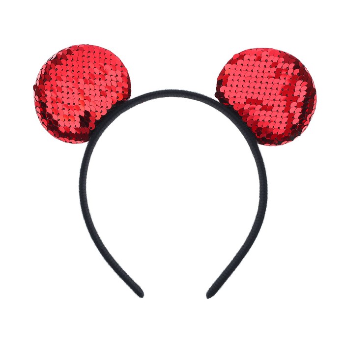 Карнавальный ободок "Ушки" с пайетками, цвет красный