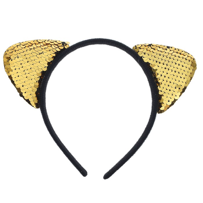Карнавальный ободок "Кошечка" с пайетками, цвет золотой