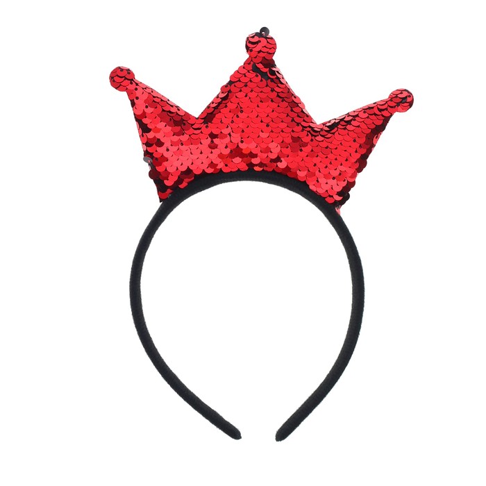 Карнавальный ободок "Корона" с пайетками, цвет красный
