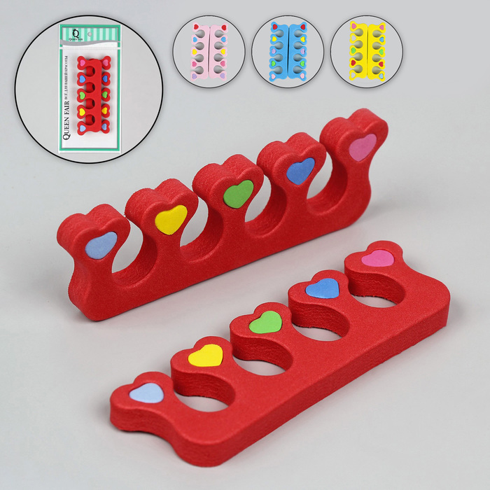 Разделители для пальцев "Сердечки", 2шт, цвет МИКС