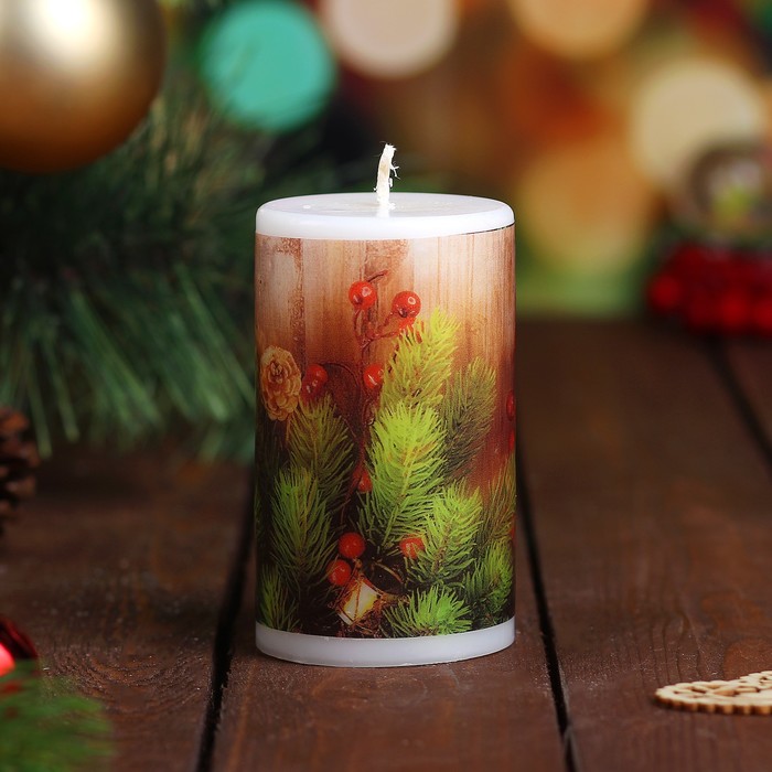 Свеча новогодняя "Новогодняя ягода" 6х10см