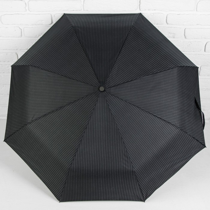 Зонт автоматический "Полоска", R=52см, цвет чёрный