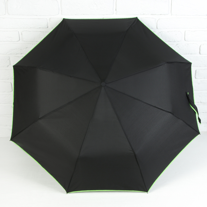 Зонт полуавтоматический "Акцент", R=50см, цвет чёрный/зелёный