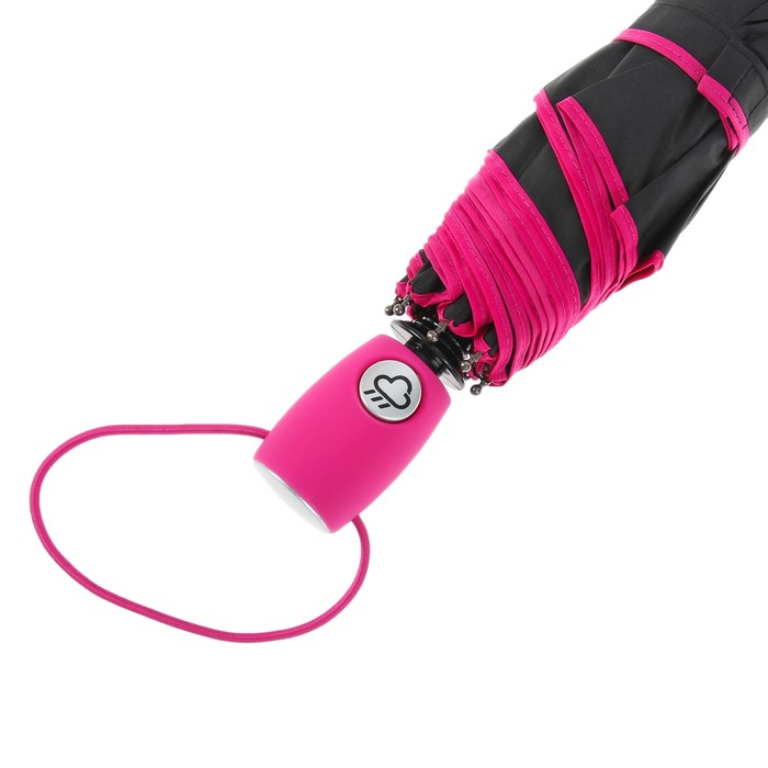 Зонт полуавтоматический "Акцент", R=50см, цвет чёрный/розовый