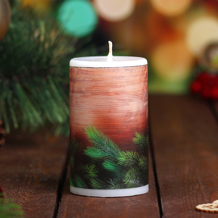 Свеча новогодняя "Ветка еловая" 6х10см