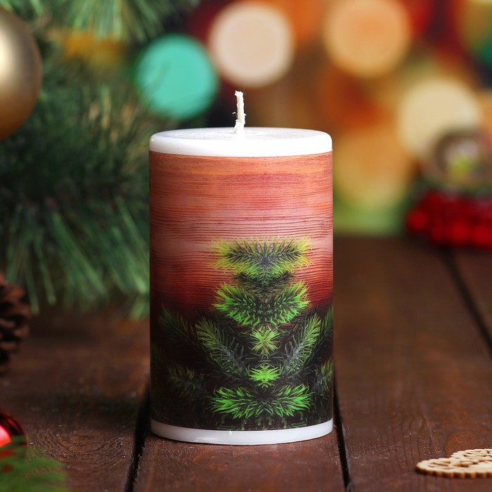 Свеча новогодняя "Ветка еловая" 7х11см