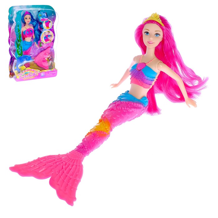 Кукла сказочная "Русалочка" с аксессуарами, хвост светится, МИКС