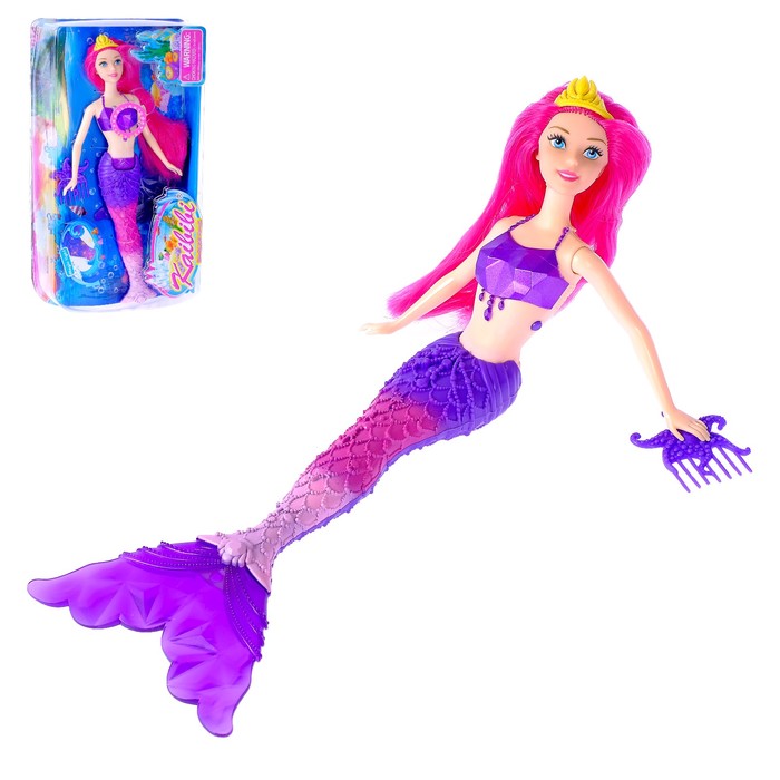 Кукла сказочная "Русалка" с аксессуарами, хвост светится, МИКС