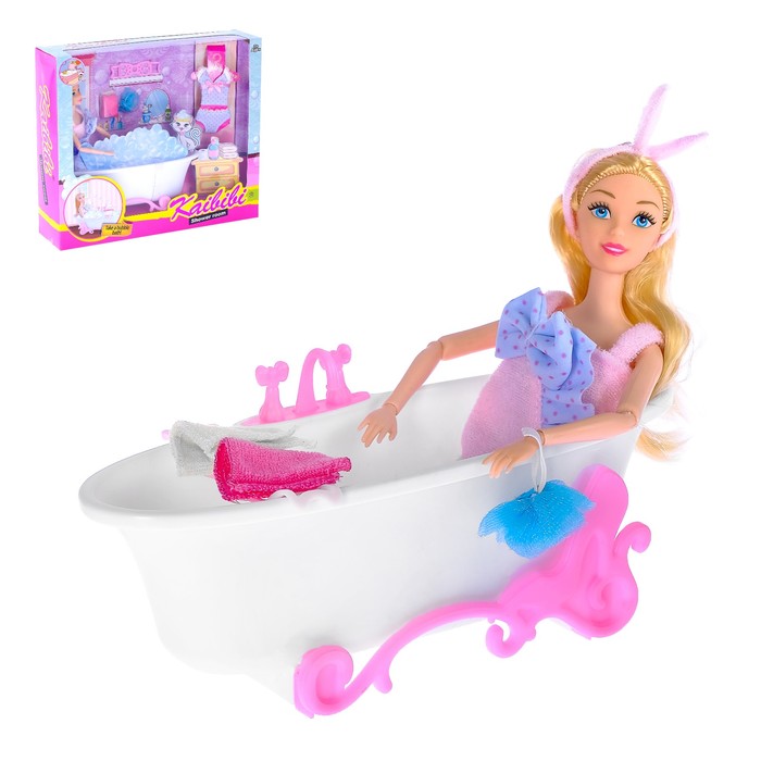 Кукла модель шарнирная "Наташа" с ванной и аксессуарами