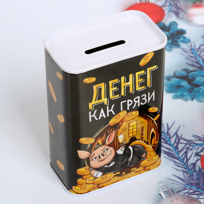 Копилка-Свин "Денег как грязи", 7,5 х 11 см