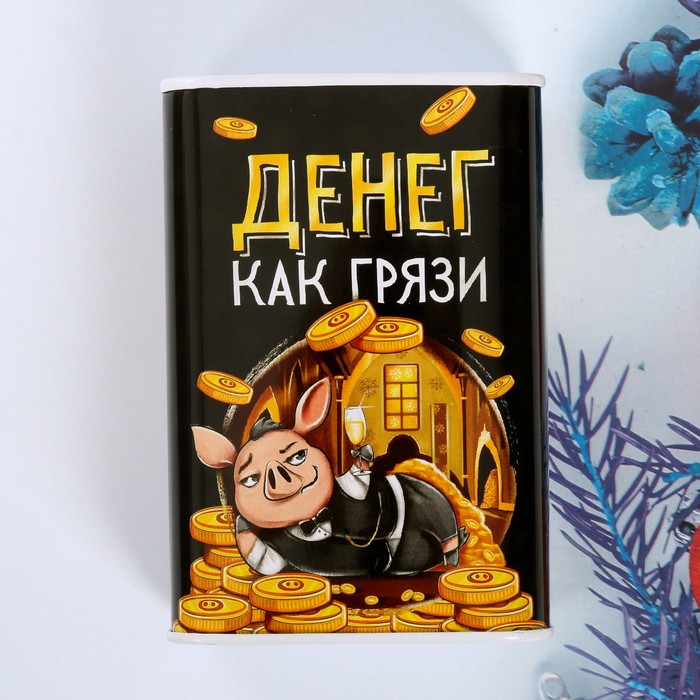 Копилка-Свин "Денег как грязи", 7,5 х 11 см