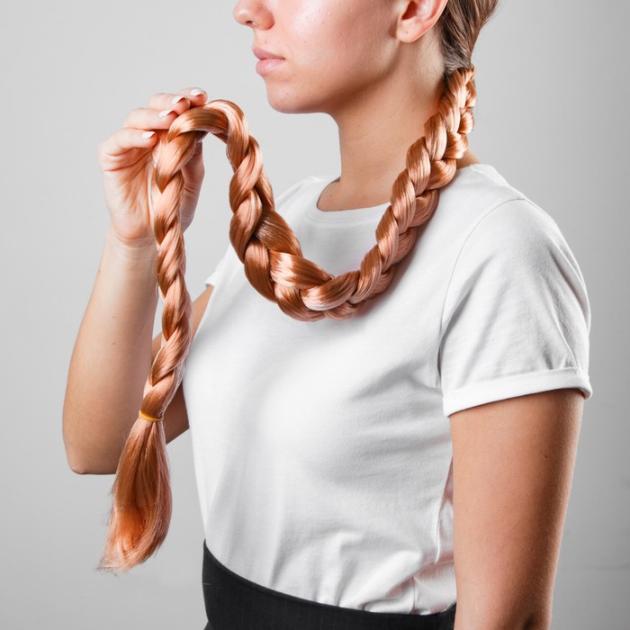 Коса на резинке 80 см, цвет русый