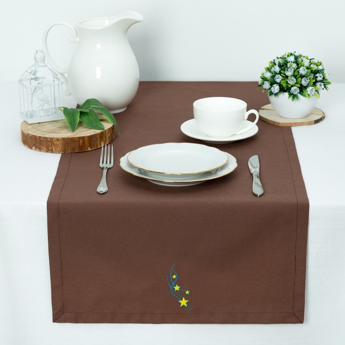 Дорожка "Этель" Звездопад 40*140, саржа, цв. Шоколад, 100% хл, 200 гр/м2