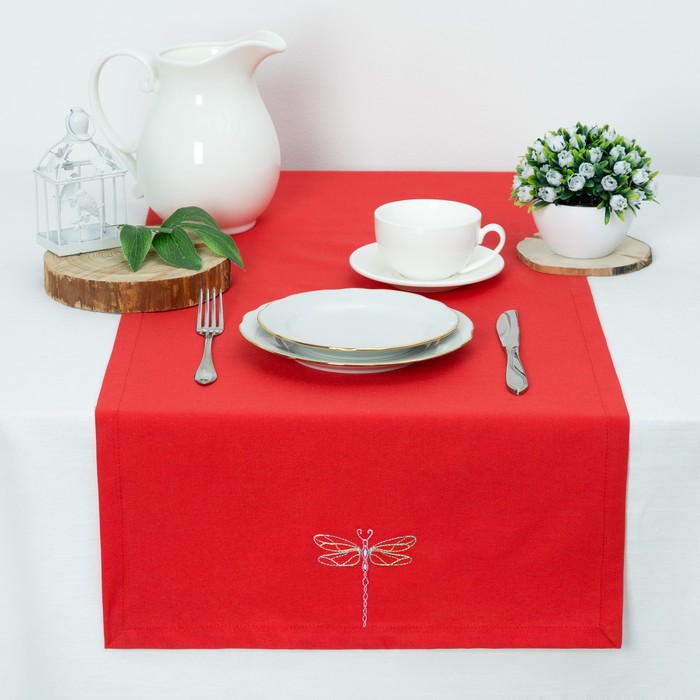 Дорожка "Этель" Стрекоза 40*140, саржа, цв. Красный, 100% хл, 200 гр/м2