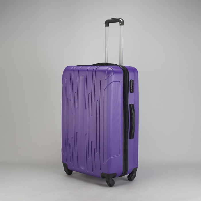 Чемодан большой "Сдвиг" 28", отдел на молнии, кодовый замок, 4 колеса, цвет фиолетовый