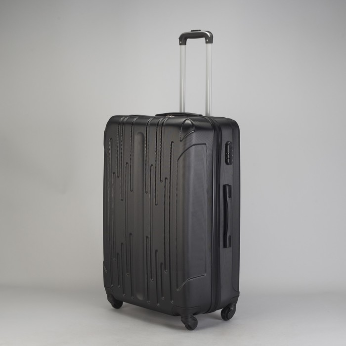 Чемодан большой "Сдвиг" 28", отдел на молнии, кодовый замок, 4 колеса, цвет чёрный