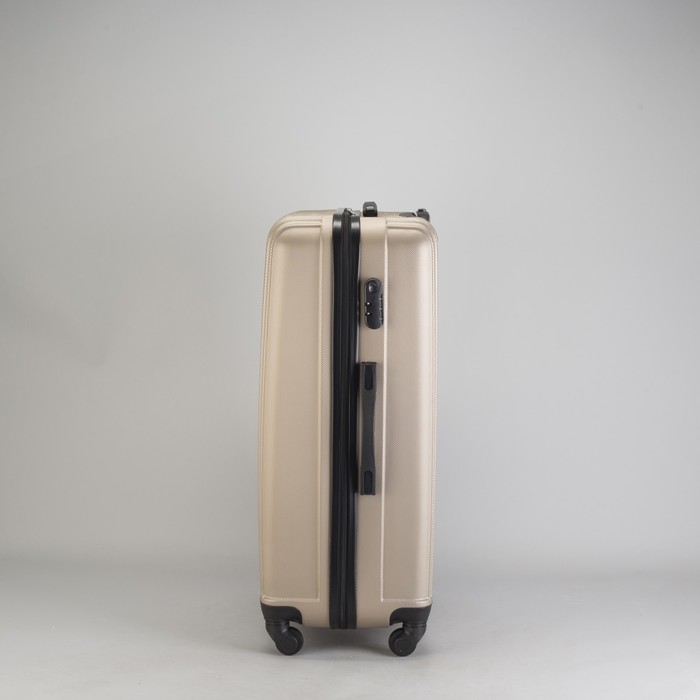 Чемодан большой "Полосы" 28", отдел на молнии, кодовый замок, 4 колеса, цвет бежевый