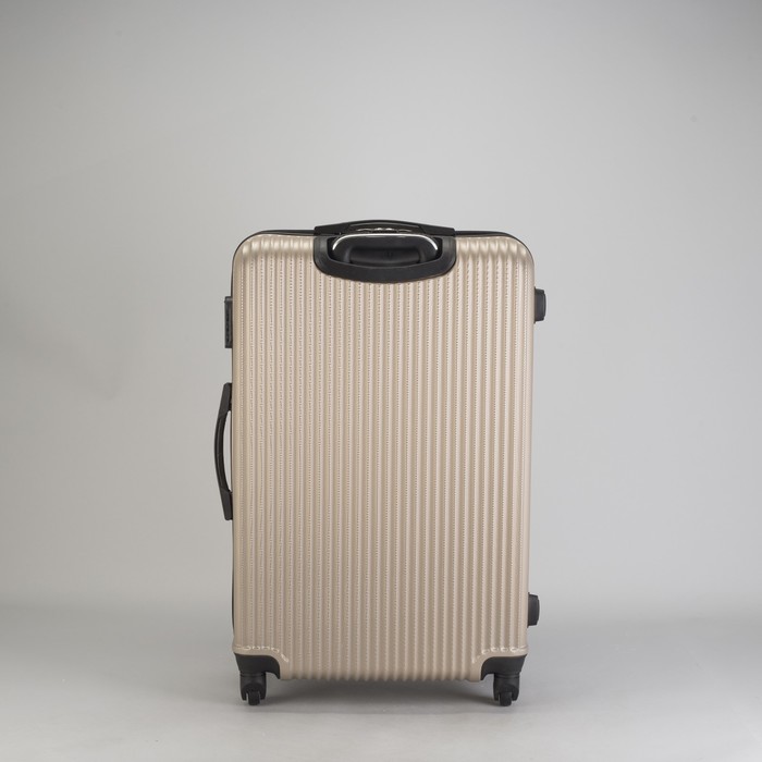 Чемодан большой "Полосы" 28", отдел на молнии, кодовый замок, 4 колеса, цвет бежевый