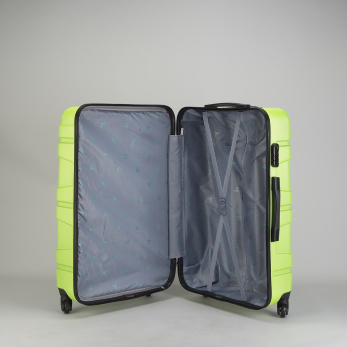 Чемодан большой "Доспехи" 28", отдел на молнии, кодовый замок, 4 колеса, цвет зелёный