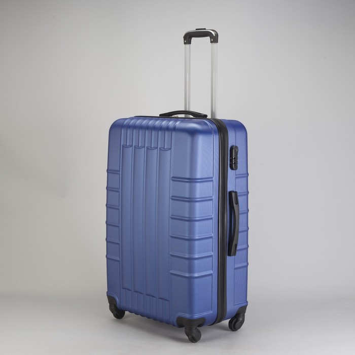 Чемодан большой "Сетка" 28", отдел на молнии, кодовый замок, 4 колеса, цвет синий