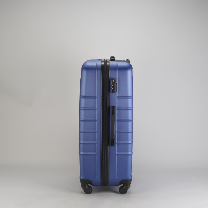 Чемодан большой "Сетка" 28", отдел на молнии, кодовый замок, 4 колеса, цвет синий