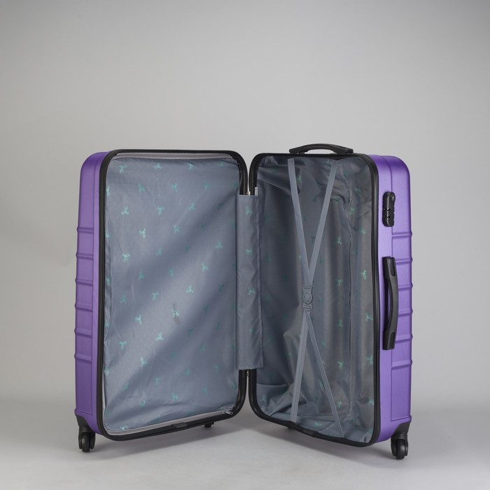 Чемодан большой "Сетка" 28", отдел на молнии, кодовый замок, 4 колеса, цвет фиолетовый