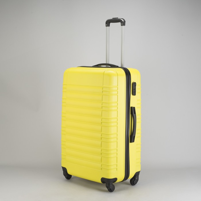 Чемодан большой "Плетение" 28", отдел на молнии, кодовый замок, 4 колеса, цвет жёлтый