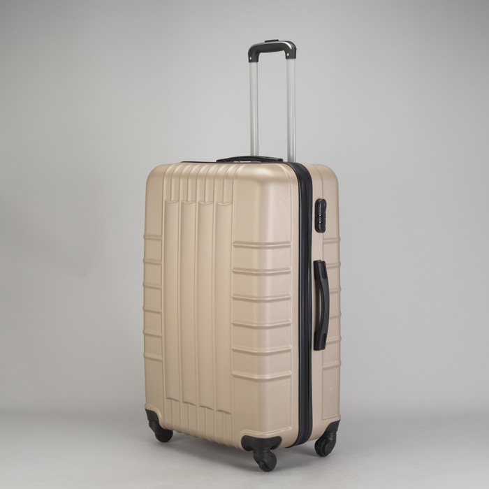 Чемодан большой "Сетка" 28", отдел на молнии, кодовый замок, 4 колеса, цвет бежевый