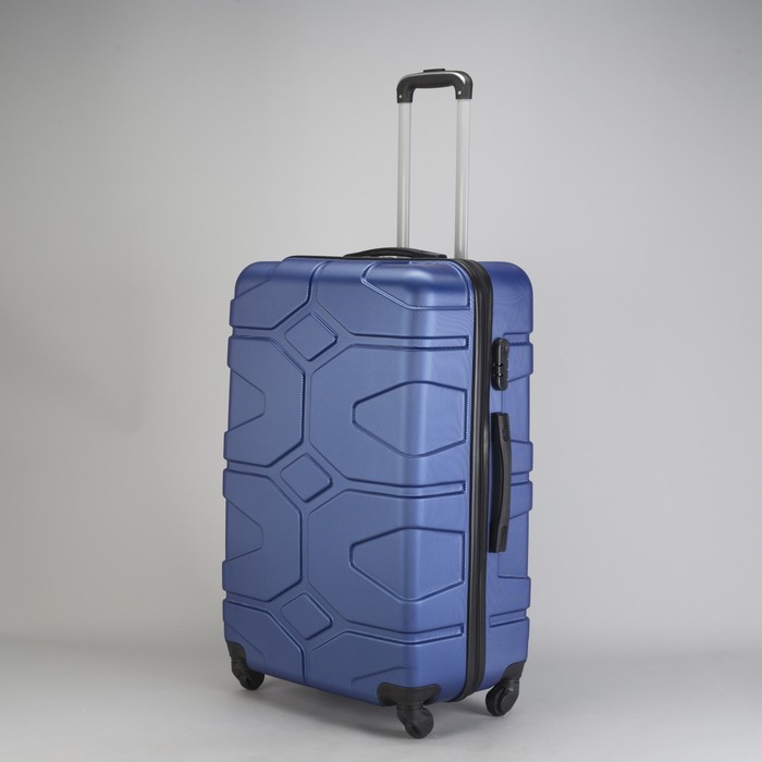 Чемодан большой "Доспехи" 28", отдел на молнии, кодовый замок, 4 колеса, цвет синий