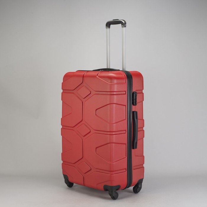 Чемодан большой "Доспехи" 28", отдел на молнии, кодовый замок, 4 колеса, цвет красный