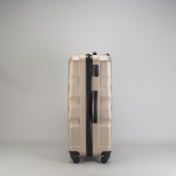 Чемодан большой "Ракушка" 28", отдел на молнии, кодовый замок, 4 колеса, цвет бежевый